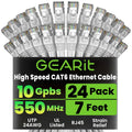 Cat 6 Ethernet Cable (24-Pack 7 Feet) Cat6 Network Patch, 10Gbps, RJ45, Snagless Cord, Gold-Plated Connectors, Internet for PC, TV, Tablet, Router, Printer, Servers, IT Data Center - White