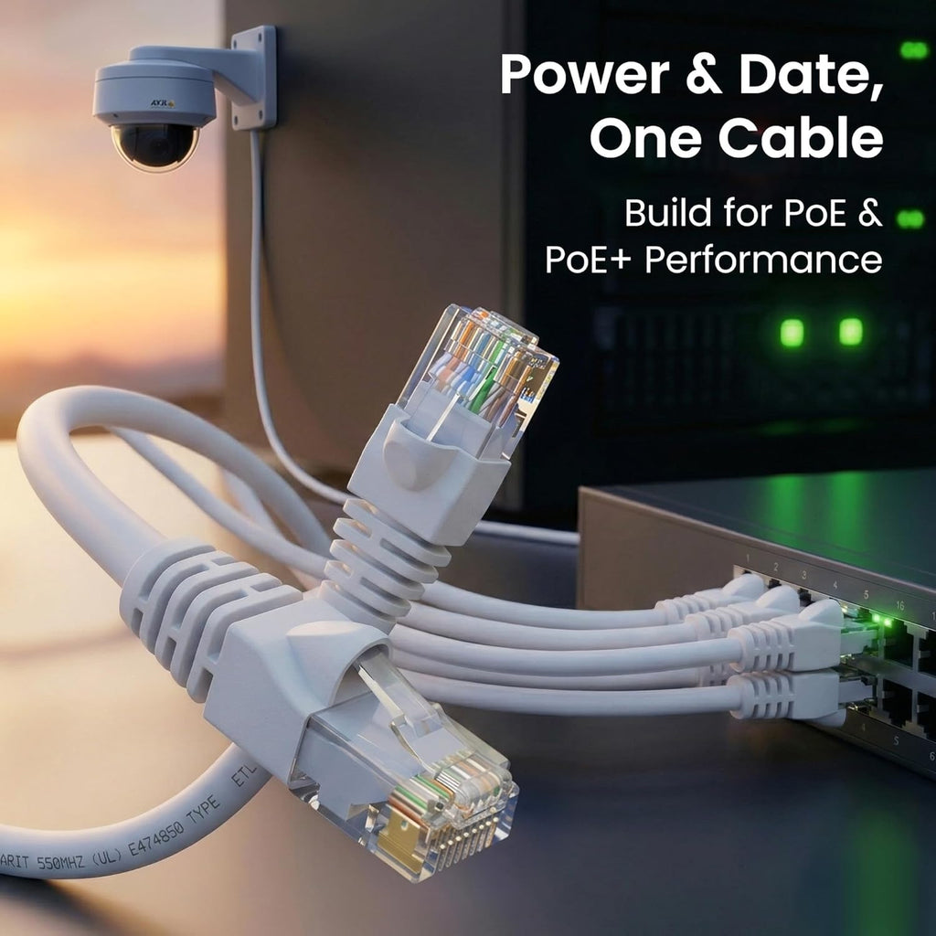Cat 6 Ethernet Cable (24-Pack 7 Feet) Cat6 Network Patch, 10Gbps, RJ45, Snagless Cord, Gold-Plated Connectors, Internet for PC, TV, Tablet, Router, Printer, Servers, IT Data Center - White